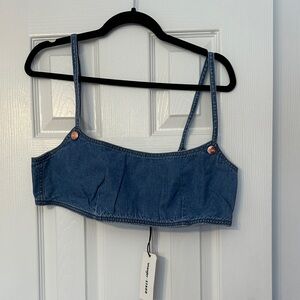 STAUD x Wrangler light wash denim crop